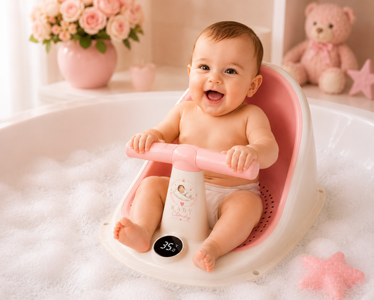 🩷 Baby Cloudy™ | Siège de Bain Bébé avec Thermomètre Intégré