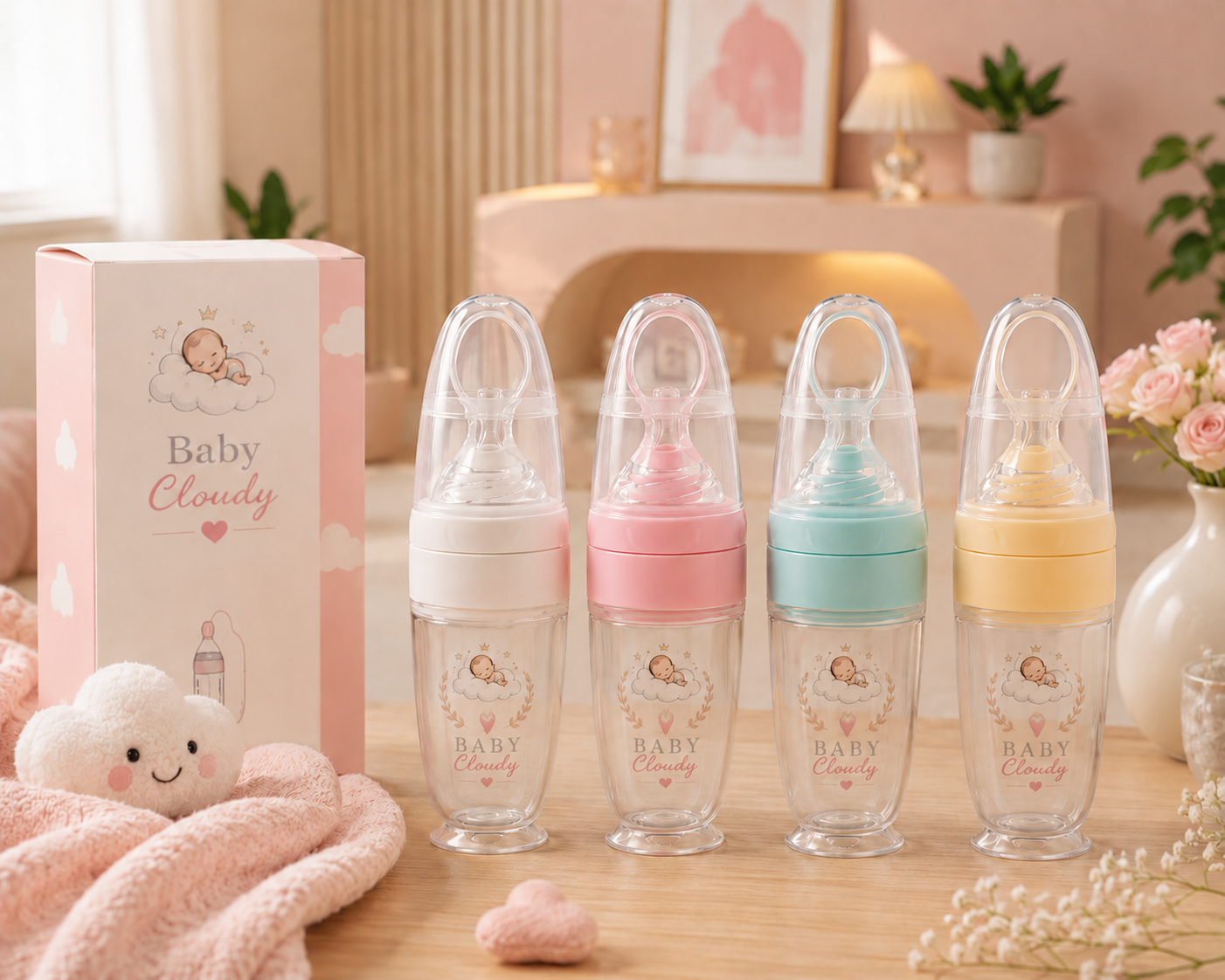 ☁️Baby Cloudy™☁️ | Biberon Cuillère Anti-Gaspillage 2-en-1