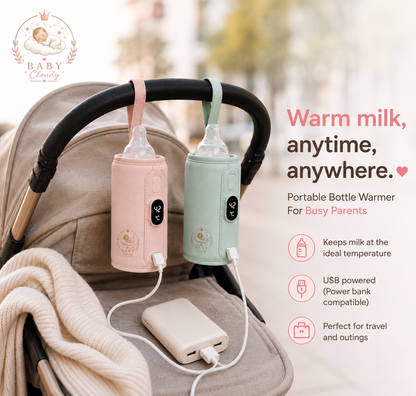 🍼☁️ BabyCloudy™ – Pochette Chauffe-Biberon Nomade USB 💗✨
