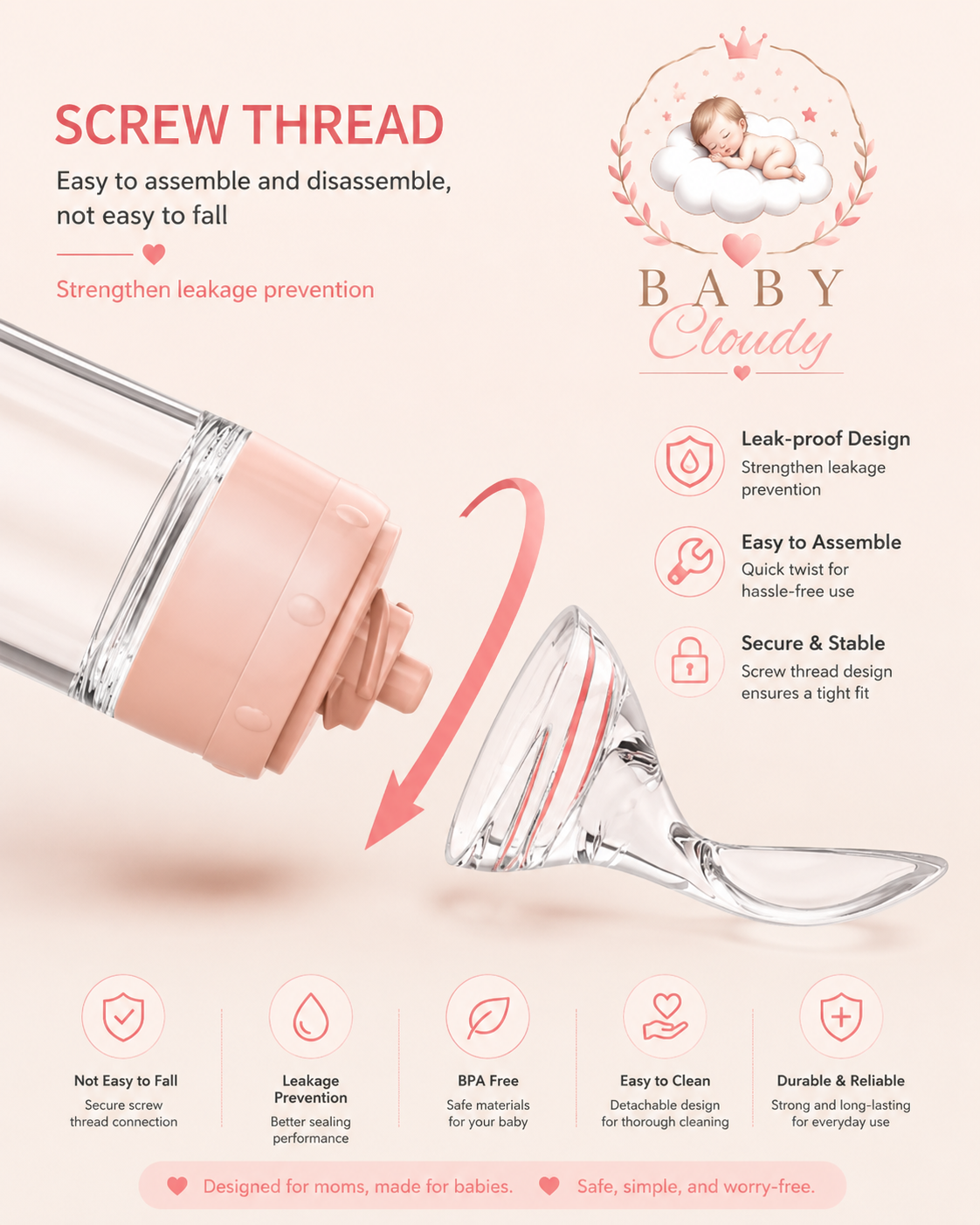 ☁️Baby Cloudy™☁️ | Biberon Cuillère Anti-Gaspillage 2-en-1