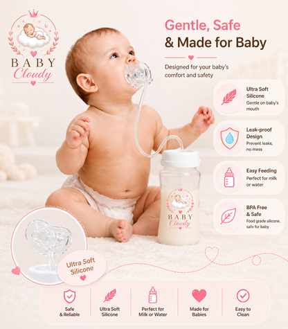 Biberon Paille Anti-Colique Premium Baby Cloudy™ ☁️🩷