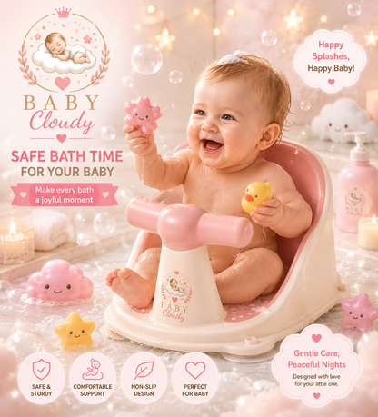 🩷 Baby Cloudy™ | Siège de Bain Bébé avec Thermomètre Intégré