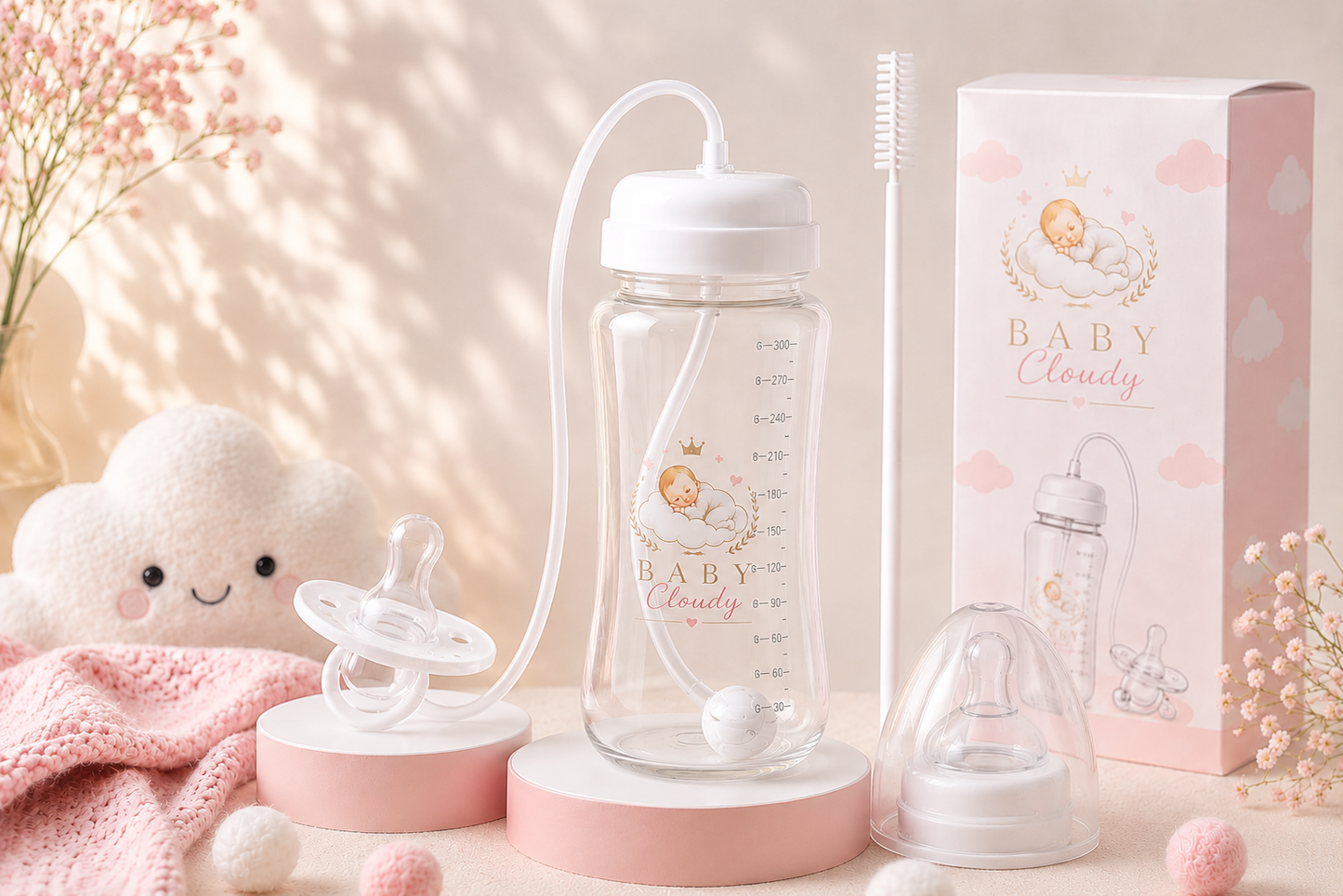 Biberon anti-colique avec paille premium BabyCloudy